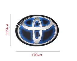 Емблема під склом Toyota Чорна із Синім Контуром 170х115 мм на скотчі (Завод) - мініатюра 2