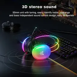 Накладні ігрові навушники Onikuma X25 дротові з гарнітурою та RGB-підсвіткою чорні - мініатюра 5