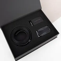 Подарунковий чоловічий набір Handycover 2512 (ремінь з 2 пряжками) чорний в коробці - мініатюра 2