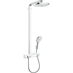 Душова система Hansgrohe Raindance Select E 300 2jet ST з термостатом Showerpipe EcoSmart хром/білий 27283400, Хром