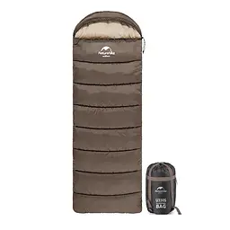 Спальник Naturehike U150 з капюшоном (NH20MSD07) +11°C - лівий - коричневий - мініатюра 2