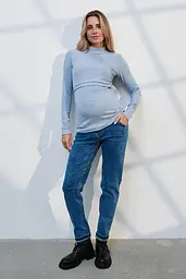 Джинси для вагітних Mom Fit для майбутніх мам зі спеціальним поясом XL (50) Leyton Юла Мама синій - мініатюра 4