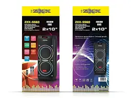 Акустична переносна колонка ZXX-5560 2x10" TWS/FM/USB/TF/BT/REC/LED/2MIC/ДУ 100Вт бездротова колонка - мініатюра 6