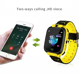 Дитячий смарт годинник-телефон Lemfo Q9S з сім картою, GPS трекером, 4G LTE, відеодзвінками, прослушкою та кнопкою SOS Жовто-чорний - мініатюра 4