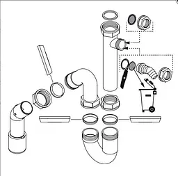 Сифон для мийки зі сталі Hansgrohe D14-11 Automatic із переливом на одну чашу Stainless Steel 43931800 - мініатюра 3