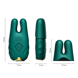Смарт-вібратор для грудей Zalo - Nave Turquoise Green, пульт ДК, робота через додаток - мініатюра 3