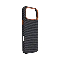 Карбоновый чехол для Apple iPhone 17 Pro Max, LikeCarbon2 SE MagCase, черный, тонкий защитный чехол-панель из поликарбоната с магнитами N52, MagSafe, противоударный, совместим с беспроводной зарядкой, приподнятые края для защиты камеры - мініатюра 3
