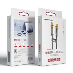Кабель ArmorStandart AT-C1T USB Type-C to USB Type-C transparent 100W 1 m Grey - мініатюра 2