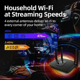 Маршрутизатор WI-FI роутер Pix-Link LV-AC06 дводіапазонний 4 антени 5 ГГц Black (17611) - мініатюра 7