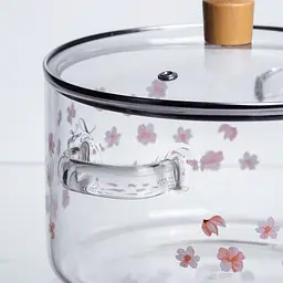 Скляна каструля Yiwu 3.5 л діаметр 20 см кухонний посуд для приготування варки тушкування страв прозорий HP-34-106 - мініатюра 2