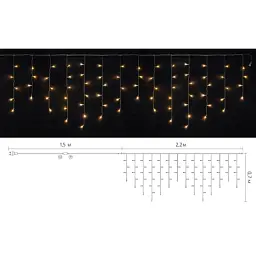 Гірлянда Delux ICICLE С 75LED 2х0.7 м теплий білий/прозорий IP20 (90017986) - мініатюра 3