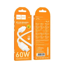 Дата кабель Hoco X113 Beneficio Type-C to Type-C 60W (1m) White - мініатюра 3