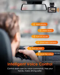 VANTRUE E2 Dash Cam Передня та задня камера з голосовим керуванням, подвійна 2.7K відеореєстратор, Wi-Fi, GPS - мініатюра 5