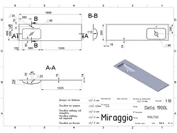 Умивальник Miraggio DELLA 1900 L (8813772) Miramarble, Глянцевий, Накладний, Білий - мініатюра 2