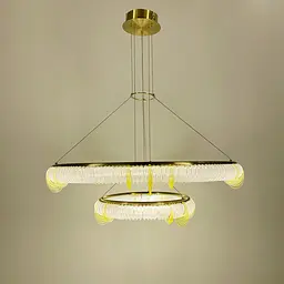 Світлодіодна підвісна люстра у формі подвійного кільця | Арт. D 236-850+450 | Line F - мініатюра 4