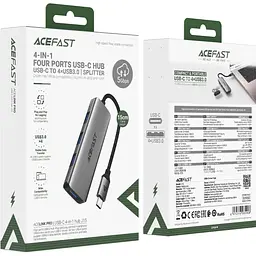 USB-Хаб Acefast J15 3.0 - 4xUSB-A 3.0 1м Black (6974316285908) - мініатюра 6
