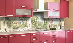 Вініловий кухонний фартух Відпочинок біля моря Картини наклейка для кухні ПВХ Природа Зелений Happy Pocket Z181891 - мініатюра 2