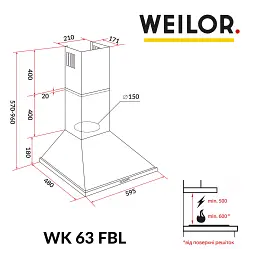 Витяжка купольна WEILOR WK 63 FBL - мініатюра 11
