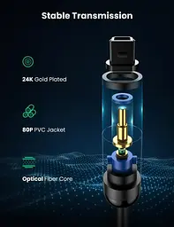 Аудіокабель Ugreen AV122 Toslink Optical Audio Cable 2 м чорний (UGR-70892) - мініатюра 2