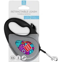 Повідець-рулетка для собак Waudog R-leash Літо, світловідбиваючий, XS, до 12 кг, 3 м, чорний - мініатюра 3