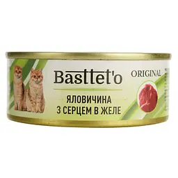 Вологий корм для котів Basttet'o Original яловичина з серцем в желе 85 г - мініатюра 2
