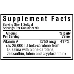 Бета-каротин Bluebonnet Nutrition натуральний 3750 мкг 90 капсул - мініатюра 2