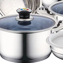 Набор кастрюль с крышками Royalty line RL-16RGNM нержавеющая сталь антипригарное покрытие многослойное дно - мініатюра 3