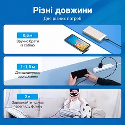 Кабель Vention TAKHD USB-C - USB-C кутовий 90° PD 100 Вт 0,5 м сірий (TAKHD) - мініатюра 14