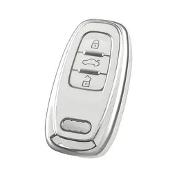 Чохол ключа №1 Audi білий+хромоване обрамлення (3 кнопки) TPU