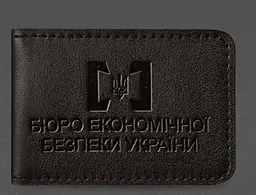 Шкіряна обкладинка для посвідчення БЕБ (Бюро економічної безпеки України) темно-коричнева