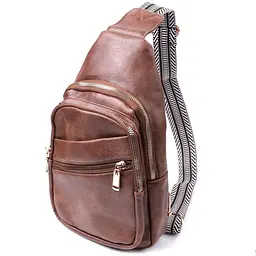 Модна жіноча сумка з однією лямкою через плече з екошкіри Vintage 22760 коричнева - мініатюра 5