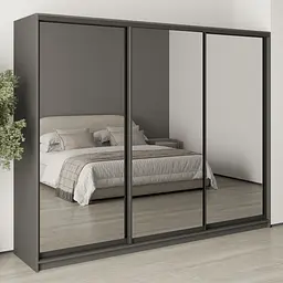 Шафа-купе тридверна MebelStar Комбо BG 3 Дзеркала 260x60x210 см Антрацит (MBS-9266)