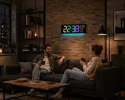 Настінний годинник 6669R / Електронні LED-годинник / RGB годинник з пультом - мініатюра 2