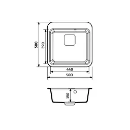 Кухонна мийка Adamant EXIST ivory 500x500x190 мм, без крила 50 см - мініатюра 2