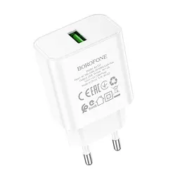 Зарядний пристрій Borofone BA72A USB QC 18W білий