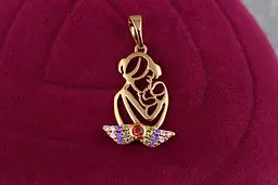 Кулон Xuping Jewelry мати і дитя з різнокольоровими каменями 2 см золотистий