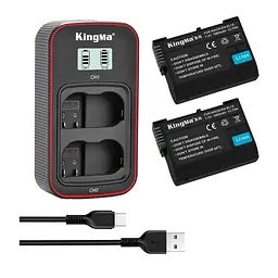 3-Pack KingMa Nikon EN-EL15 (2 АКБ KingMa EN-EL15 та 1 ЗУ на дві батареї)