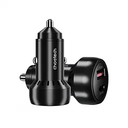 Автомобільне зарядне пристрій Choetech (1USB Type C; 1USB) 60W PD3.0 QC3.0 Чорний (TC0014)