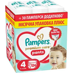 Підгузки-трусики Pampers Premium Care Pants Розмір 4 (9-15 кг) 124 шт. 