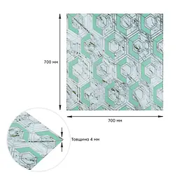 Панель стінова Sticker Wall 3D 700х700х4мм Сіро-зелені стільники мармур SW-00002006 - мініатюра 3