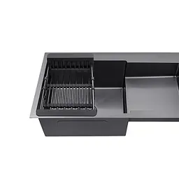 Кухонна мийка Kroner KRP PVD Schwarze - 7848LHM (3,0/1,0 мм) (CV030023) - мініатюра 4