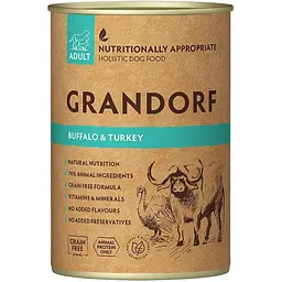 Вологий корм для дорослих собак Grandorf Buffalo & Turkey з м'ясом буйвола та індичкою 400 г