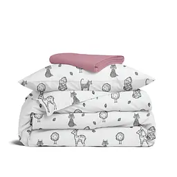 Дитяча постільна білизна в ліжечко WILD ANIMALS CS2, сірий (AnimalsWildGreyWhite_97Cherry_140)