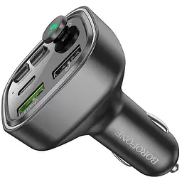 АЗП FM модулятор Borofone BC48 Broad 18W+QC3.0 (2USB-A/1C) Black - мініатюра 3