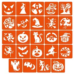 Набір трафаретів для біо-тату "Хелловін №2" Fresh Tattoo Hallowween-2-24, 24 трафарети 6х6 см