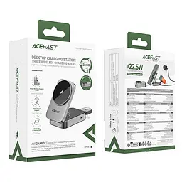 Заряджання Qi ACEFAST Desktop 3-in-1 Wireless Charging holder E22 |15W Max, 22.5W Total|