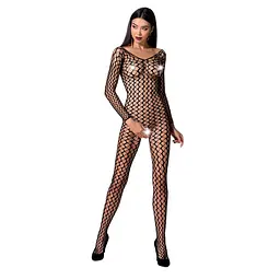 Бодістокінг Passion BS068 комбінезон велика сітка довгий рукав S/M/L black - мініатюра 3