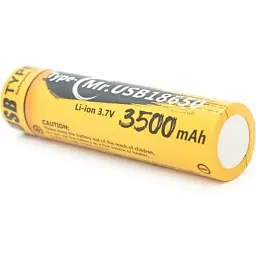 Акумулятор 18650 3500mah (3400-3500mah), 3.7V(2.7-4.2V), Type-C, 72*18.6mm, Yellow Liitokala (USB-18-T35) - мініатюра 3
