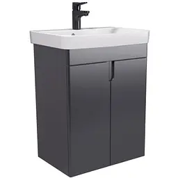 Тумба Мойдодир Simple Graphite 55-U з умивальником River 55 графітова універсальна Графіт