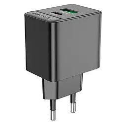 Зарядний пристрій - Адаптер мережевий Borofone BAS14A Erudite charger 2 виходи 1USB + 1Type-C 20W чорний - мініатюра 3